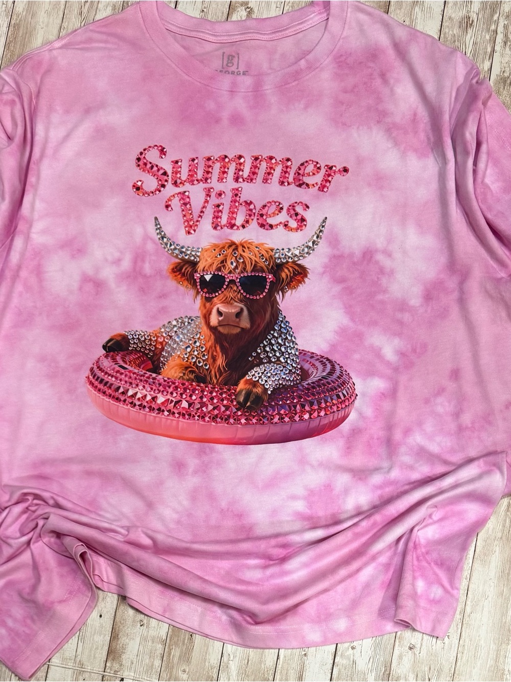 George Pink hand dyed 'Summer Vibes' Highland Cow Shirt 3XL